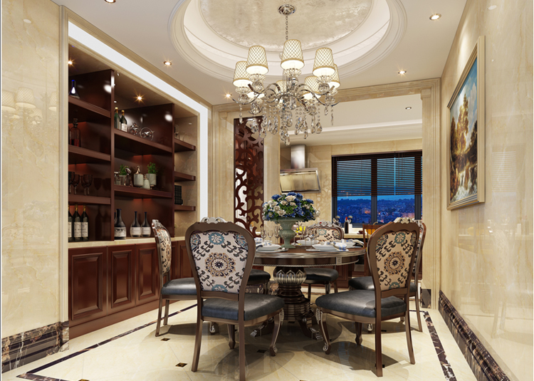 嘉興市大眾湖濱花園歐式風格五居室裝修案例