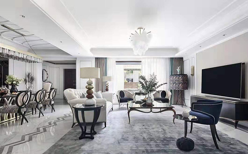 現代簡歐風格室內裝修效果圖-英溪桃源平層125平米-客廳 現代簡歐風格室內裝修效果圖-英溪桃源平層125平米-客廳