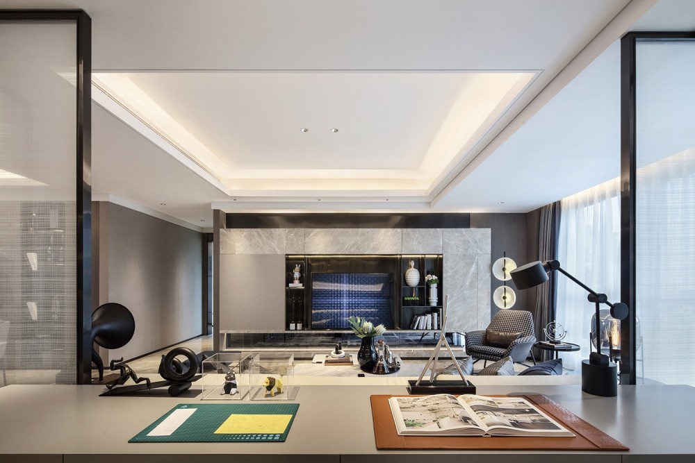 現代輕奢風格室內設計家裝案例-客廳電視背景墻 現代輕奢風格室內設計家裝案例-客廳電視背景墻