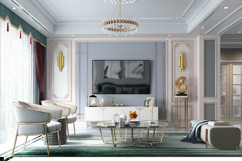 佛山市保利中央公園美式風格四居室裝修案例