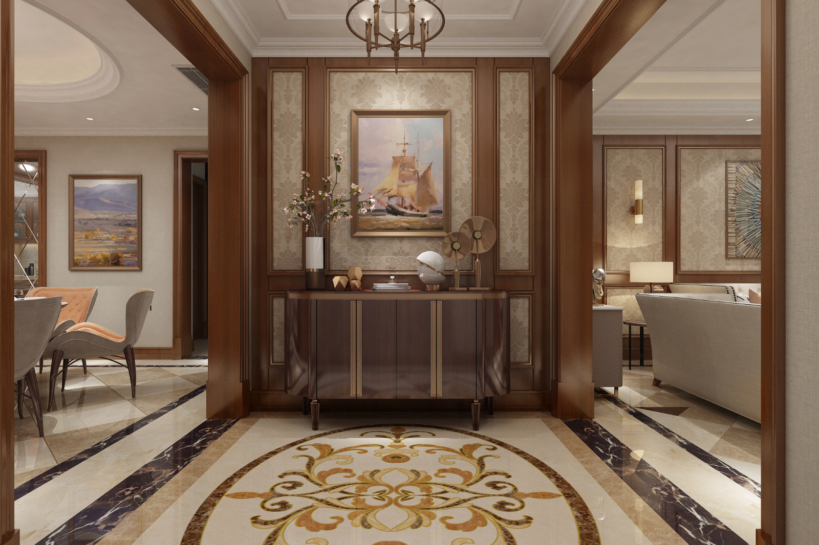 歐式風格家裝設計室內裝修效果圖-玄關 歐式風格家裝設計室內裝修效果圖-玄關