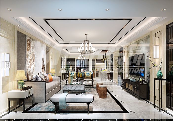 佛山市順德自在城新中式風格三居室裝修案例