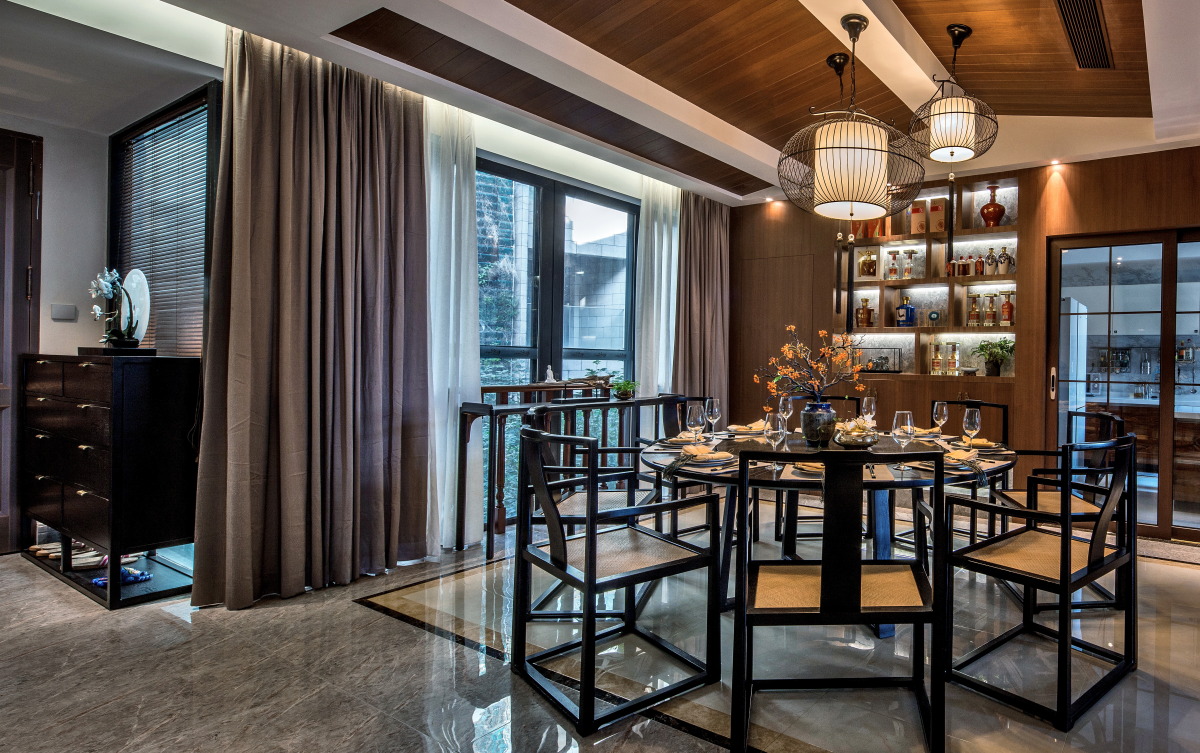 裝修案例新中式風格室內(nèi)裝修效果圖-餐廳 裝修案例新中式風格室內(nèi)裝修效果圖-餐廳