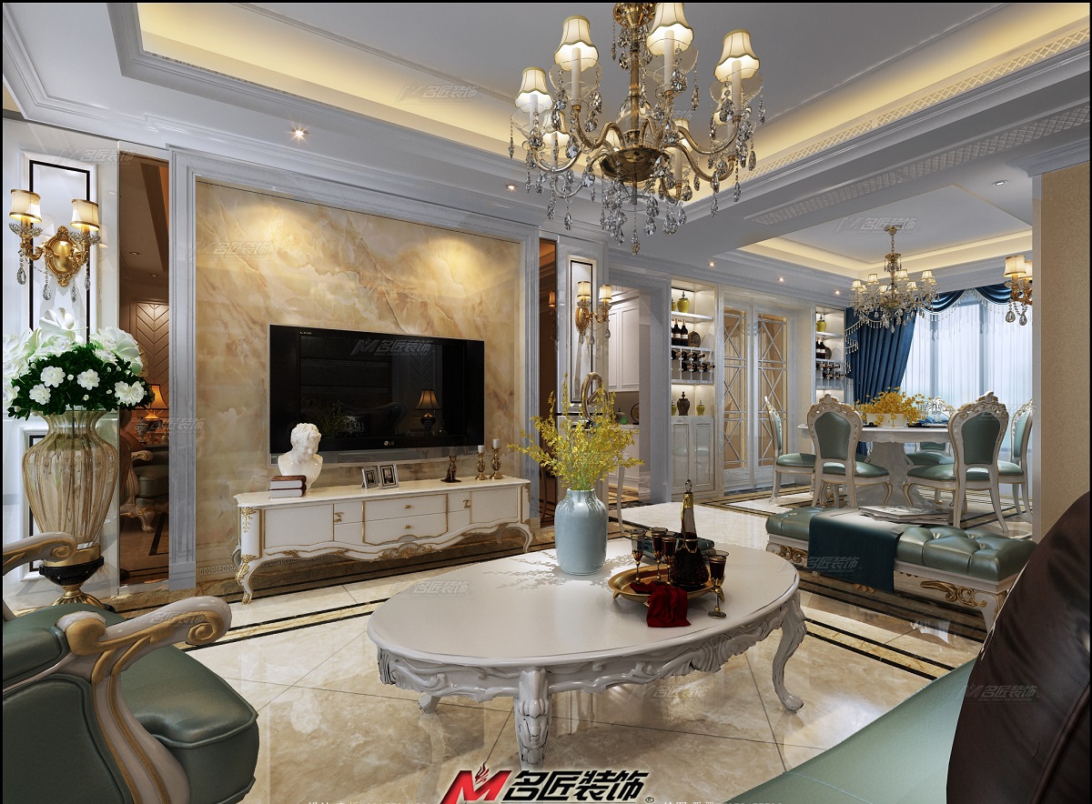 簡歐風格室內裝修設計效果圖-碧桂園嶺南盛世四居180平米-室內裝修設計客廳 簡歐風格室內裝修設計效果圖-碧桂園嶺南盛世四居180平米-室內裝修設計客廳