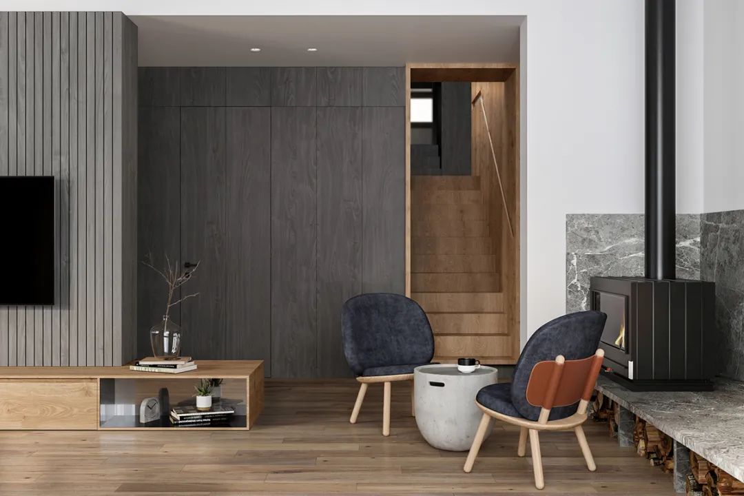 日系原木風風格家裝設計室內裝修效果圖-客廳樓梯 日系原木風風格家裝設計室內裝修效果圖-客廳樓梯