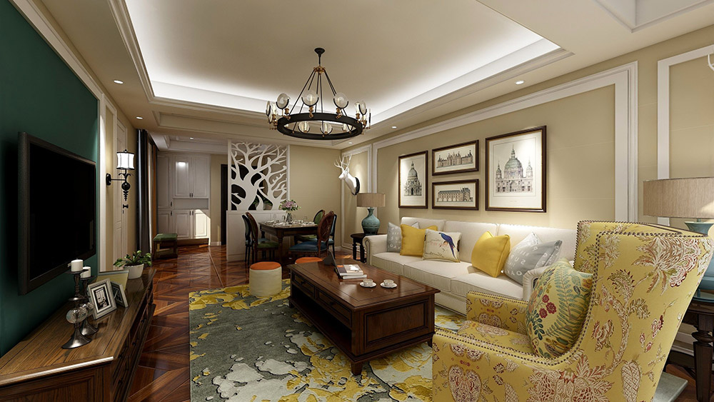 美式鄉村風格室內裝修效果圖-盛景園復式樓280平米-客廳 美式鄉村風格室內裝修效果圖-盛景園復式樓280平米-客廳