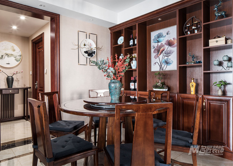 新中式風格室內裝修設計效果圖-保利外灘一號三居112平米-室內裝修設計餐廳 新中式風格室內裝修設計效果圖-保利外灘一號三居112平米-室內裝修設計餐廳