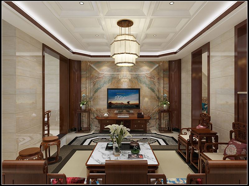 湖州市融創金成&middot;湖山賦新中式風格別墅裝修案例