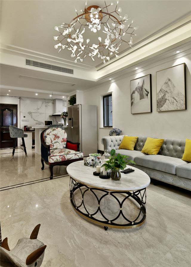 江門市潮連玫瑰園美式風格三居室裝修案例