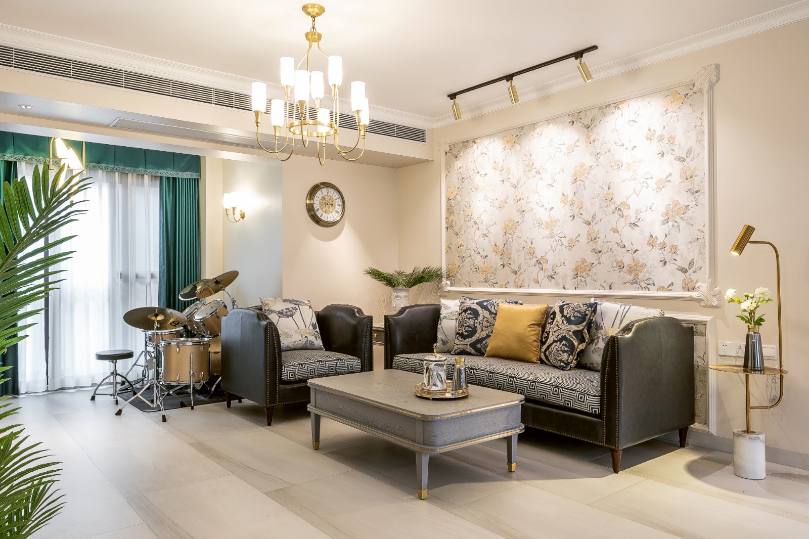 裝修案例美式輕奢風格室內(nèi)裝修效果圖-客廳 裝修案例美式輕奢風格室內(nèi)裝修效果圖-客廳