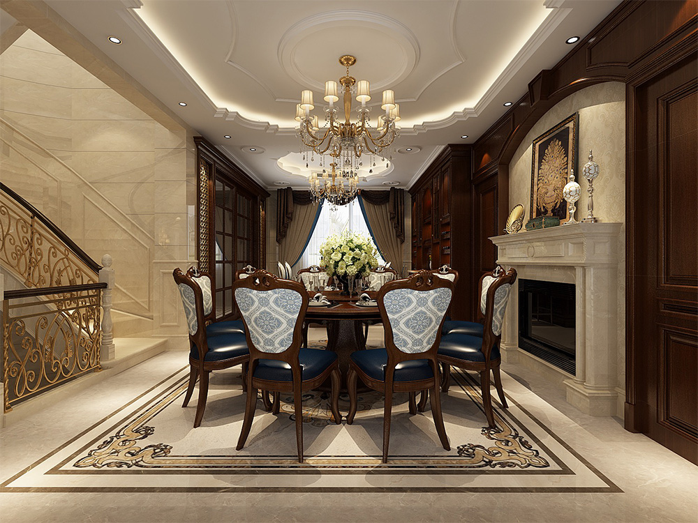裝修案例經典美式風格別墅裝修效果圖-餐廳 裝修案例經典美式風格別墅裝修效果圖-餐廳