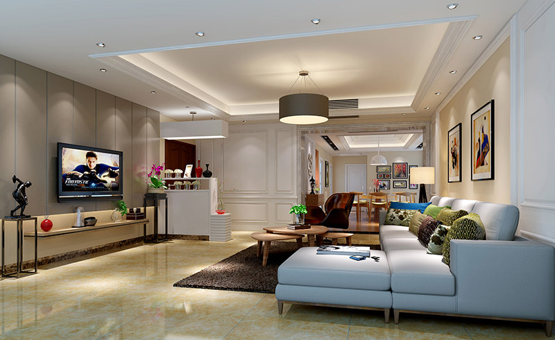 珠江半島花園四居215平米現代簡約風格室內裝修案例-客廳 珠江半島花園四居215平米現代簡約風格室內裝修案例-客廳
