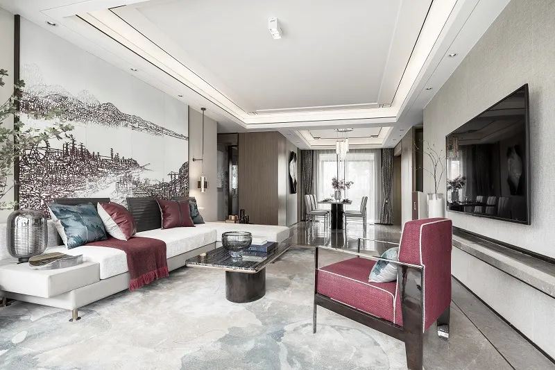 臺州市八一賓館邊新中式風格四居室裝修案例