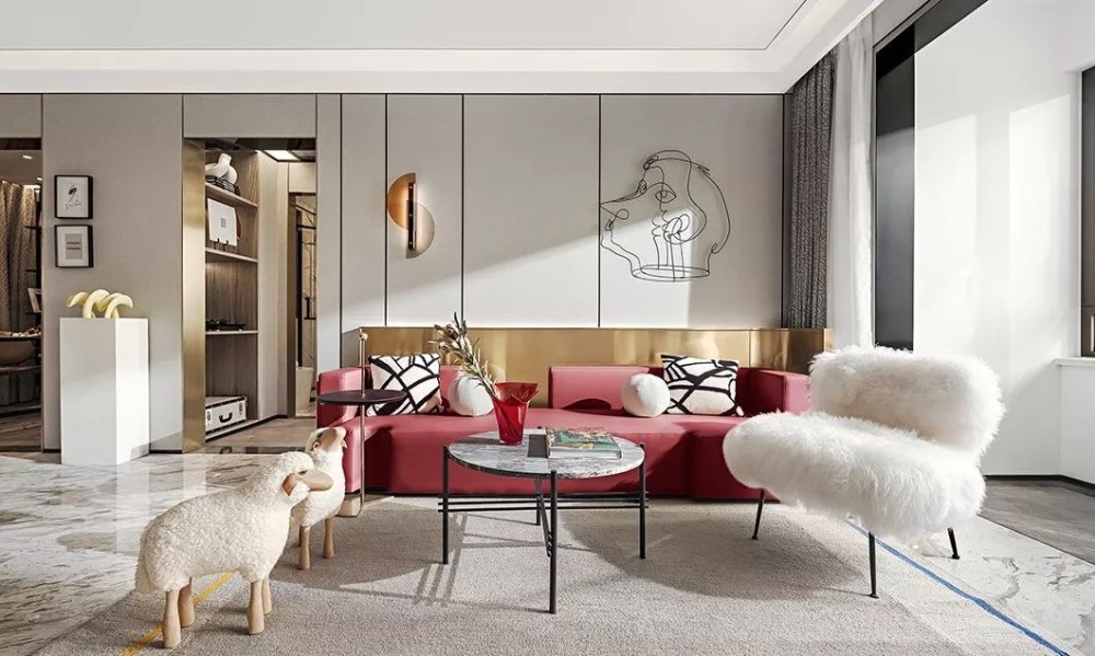 現代輕奢風格室內家裝案例效果圖-客廳 現代輕奢風格室內家裝案例效果圖-客廳