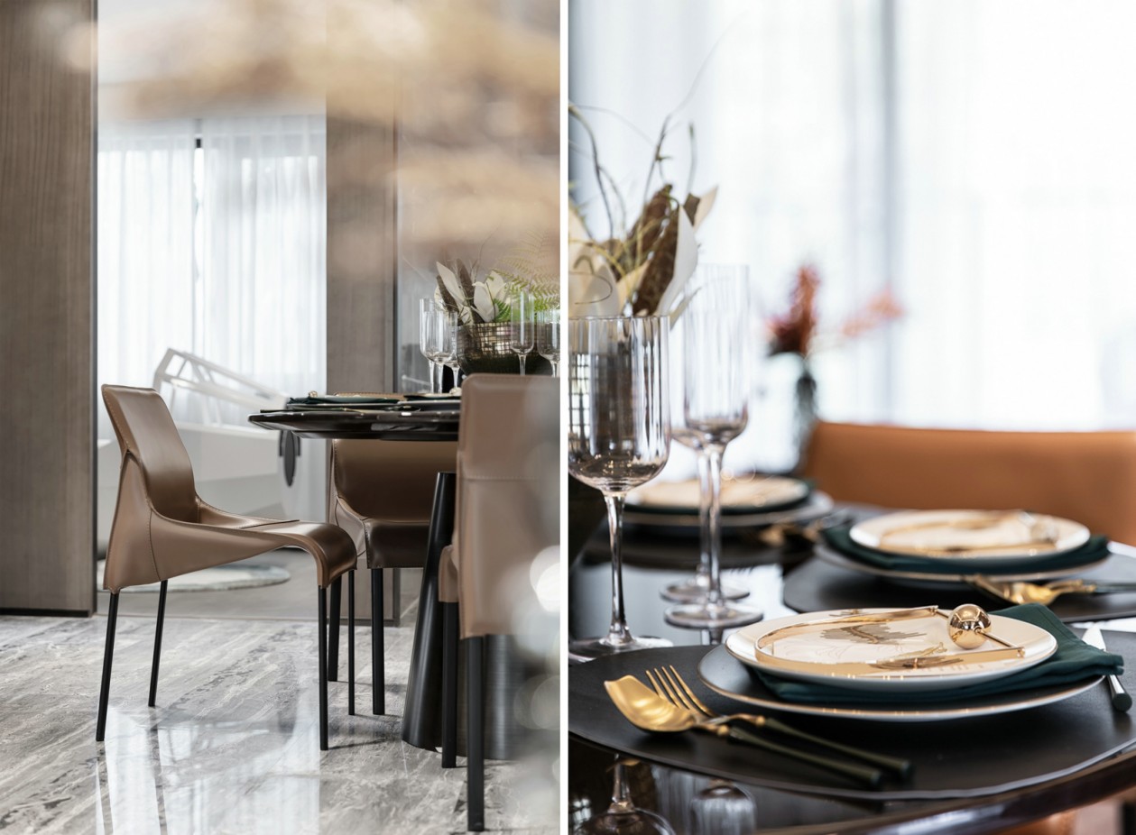 現(xiàn)代輕奢風格室內(nèi)設計家裝案例-餐廳餐桌