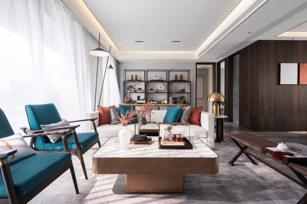 楚雄彝族自治州華府山水小區新中式風格四居室裝修案例