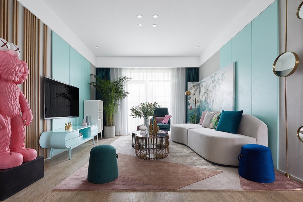 輕奢風格室內家裝案例效果圖-客廳 輕奢風格室內家裝案例效果圖-客廳