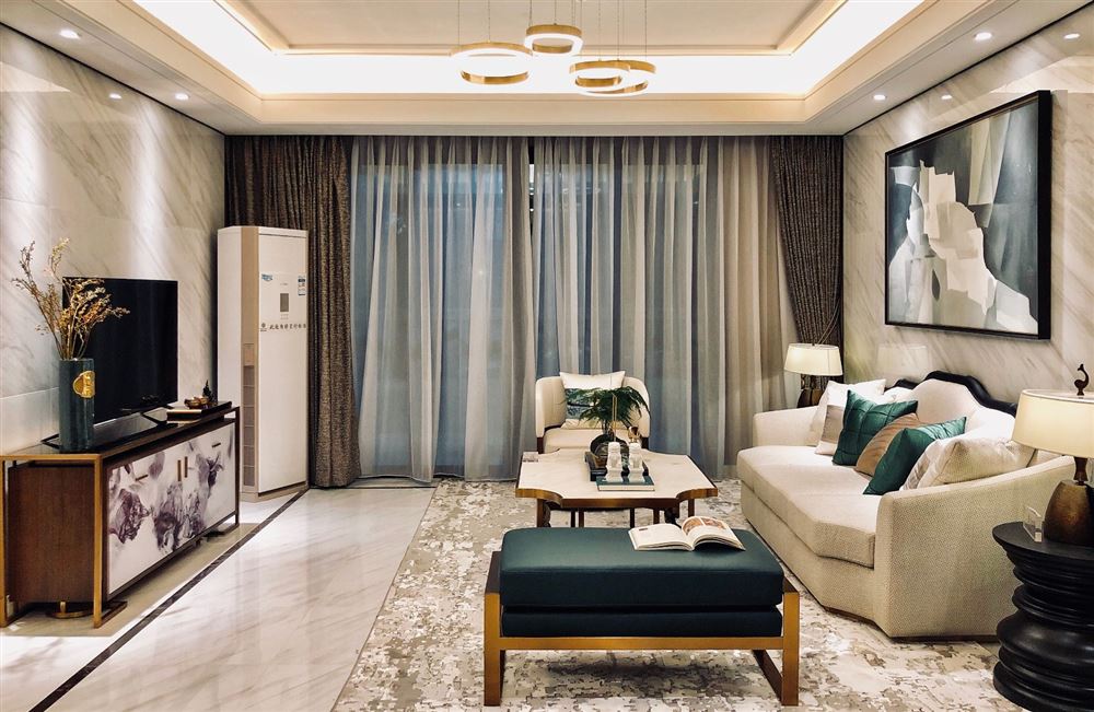 江門市奧園泉林黃金小鎮(zhèn)新中式風格三居室裝修案例