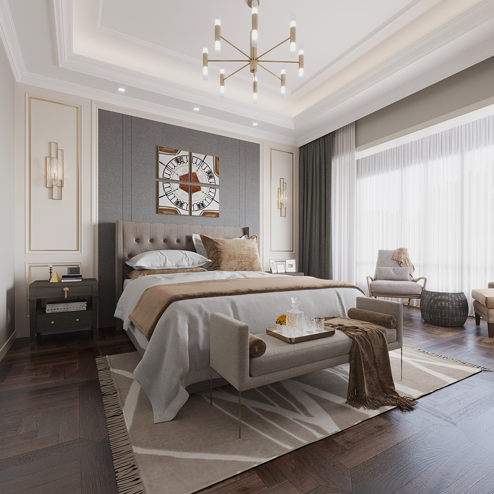簡美風格室內裝修效果圖-九溪墅四居140平米-臥室 簡美風格室內裝修效果圖-九溪墅四居140平米-臥室