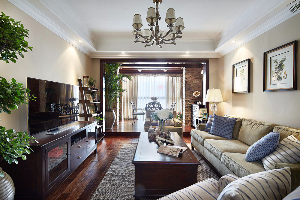 田園風格室內裝修效果圖-新會駿景灣豪庭三居130平米-客廳 田園風格室內裝修效果圖-新會駿景灣豪庭三居130平米-客廳
