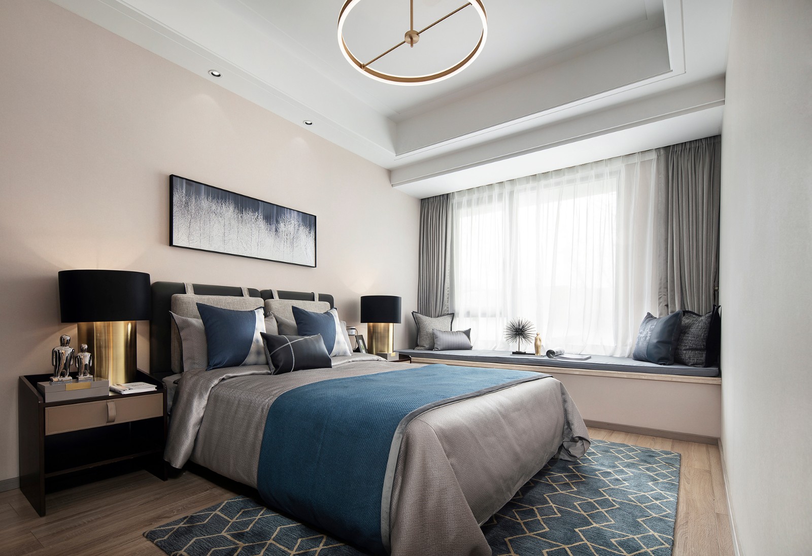 現代輕奢風格室內家裝案例效果圖-主臥 現代輕奢風格室內家裝案例效果圖-主臥