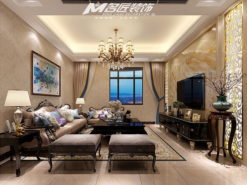 揭陽市保利&middot;半島一號輕奢風格平層裝修案例