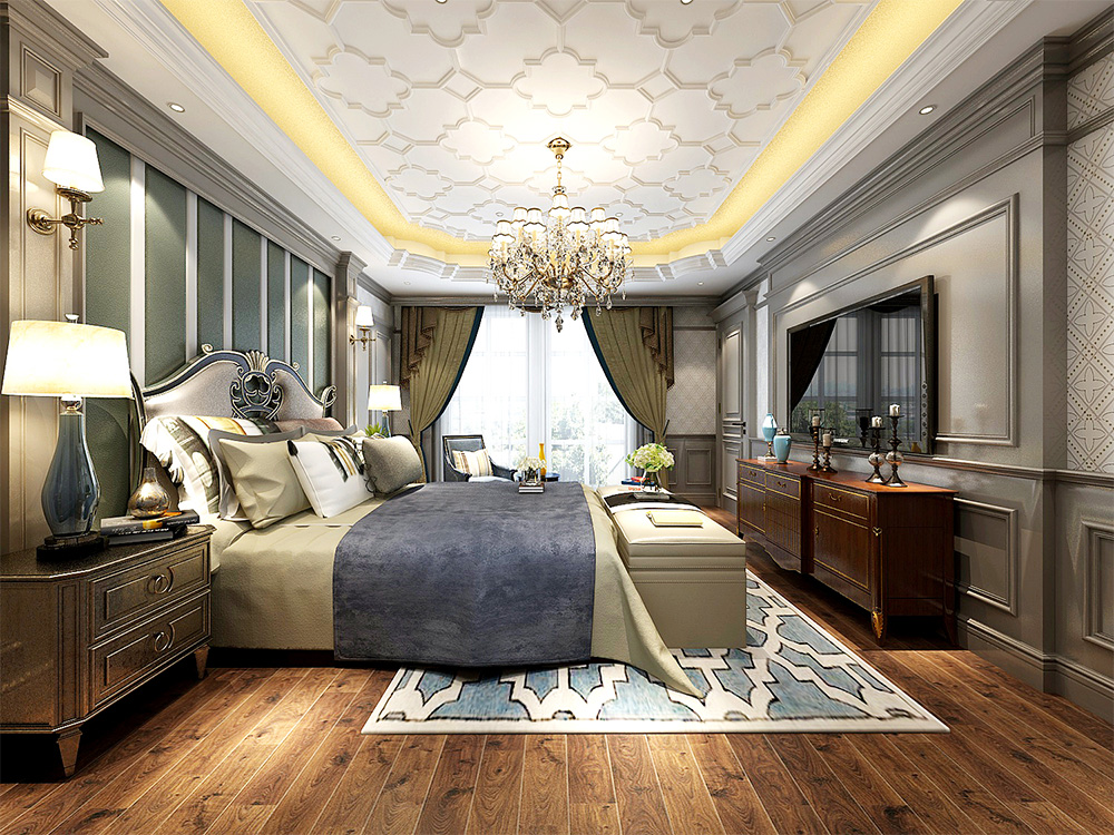 裝修案例經典美式風格別墅裝修效果圖-主臥裝飾 裝修案例經典美式風格別墅裝修效果圖-主臥裝飾