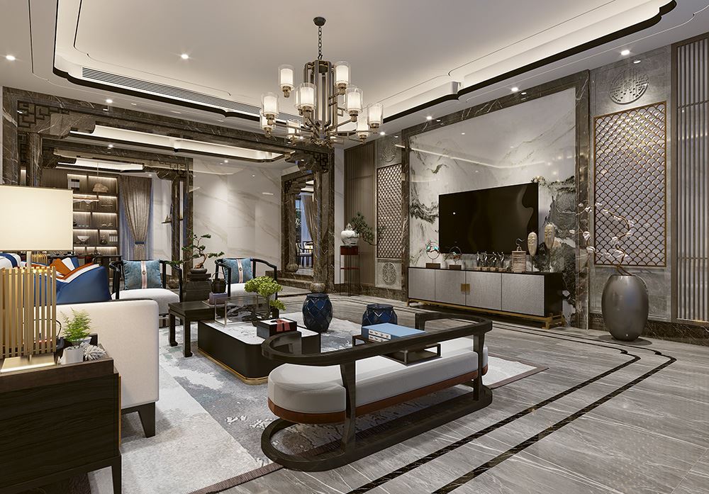 佛山市金地藝境天成新中式風格別墅裝修案例