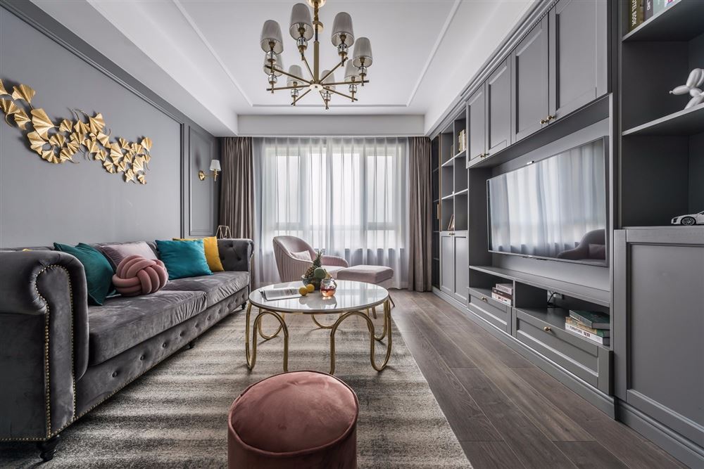廣州市遠洋招商保利東灣輕奢風格二居室裝修案例