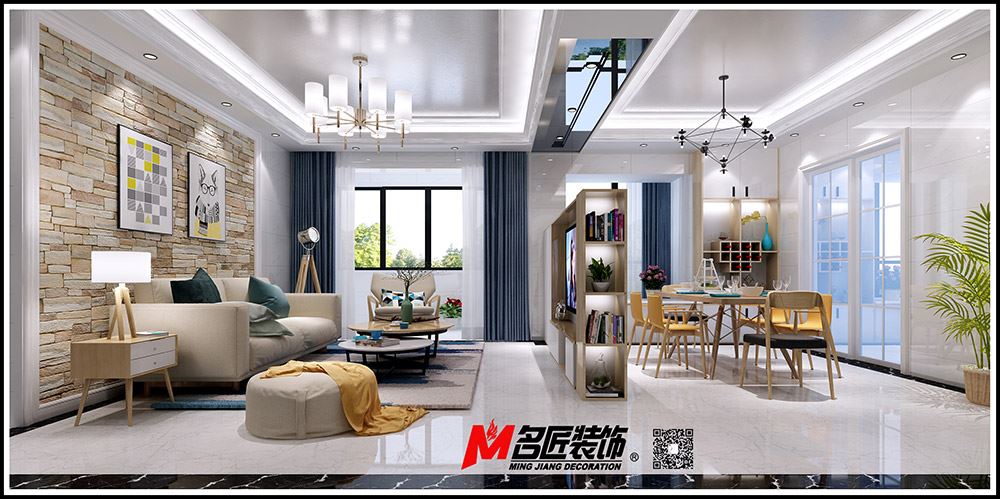 河源市華鋒汽配城現代簡約風格三居室裝修案例