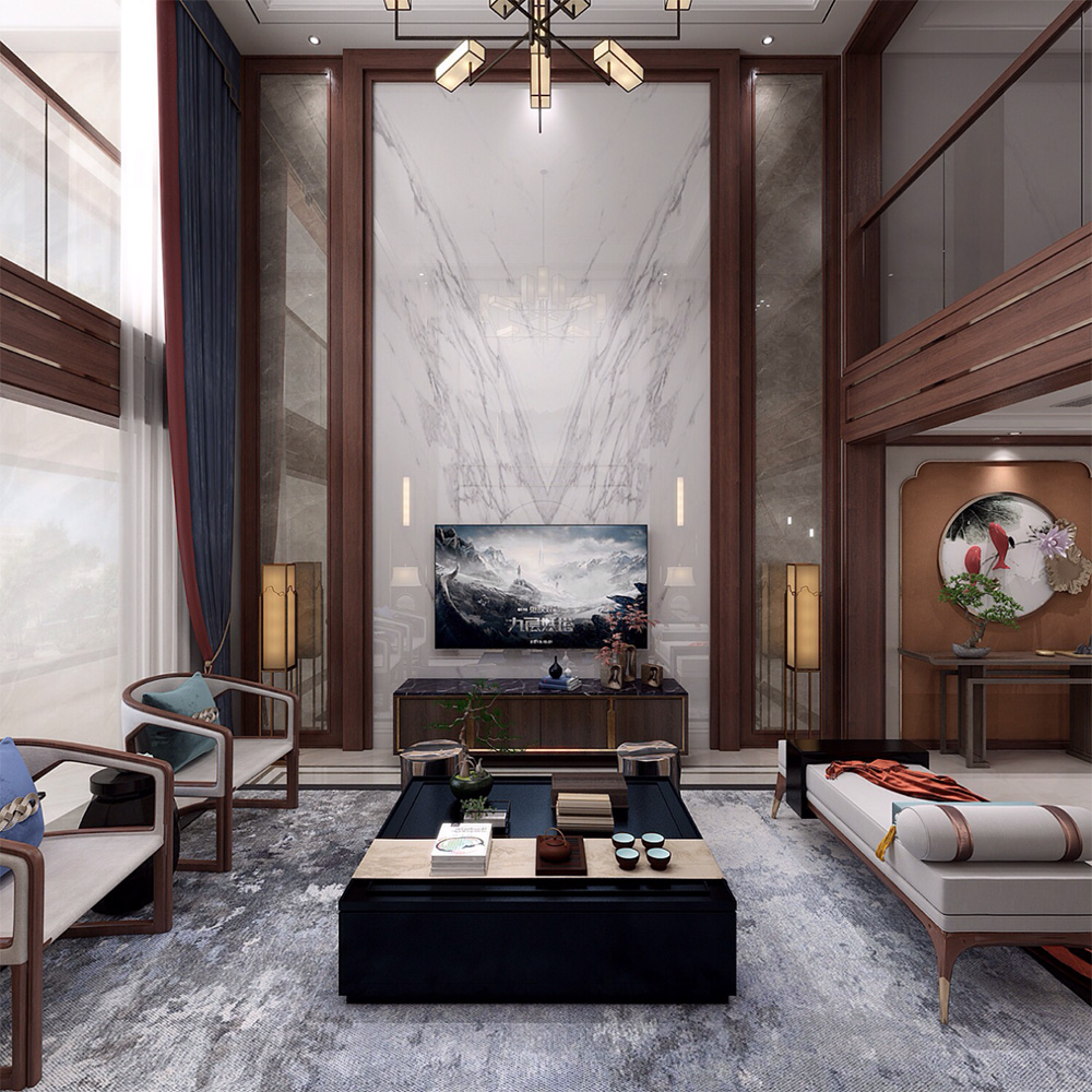 新中式別墅大宅裝修設計-客廳 新中式別墅大宅裝修設計-客廳