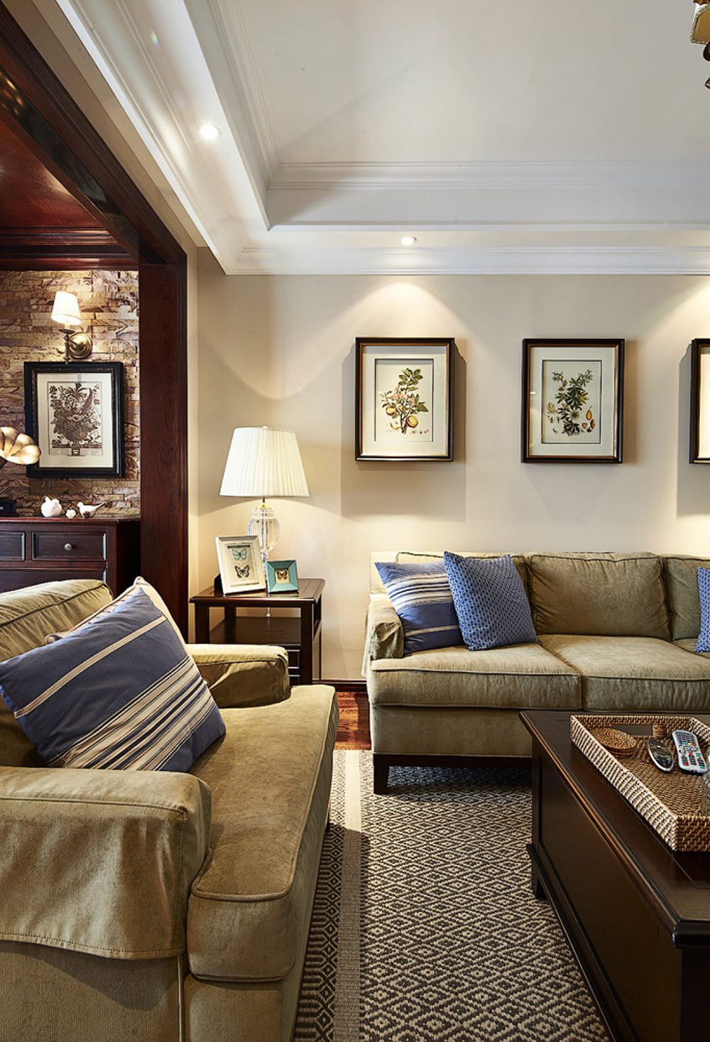 田園風格室內裝修效果圖-新會駿景灣豪庭三居130平米-客廳沙發 田園風格室內裝修效果圖-新會駿景灣豪庭三居130平米-客廳沙發