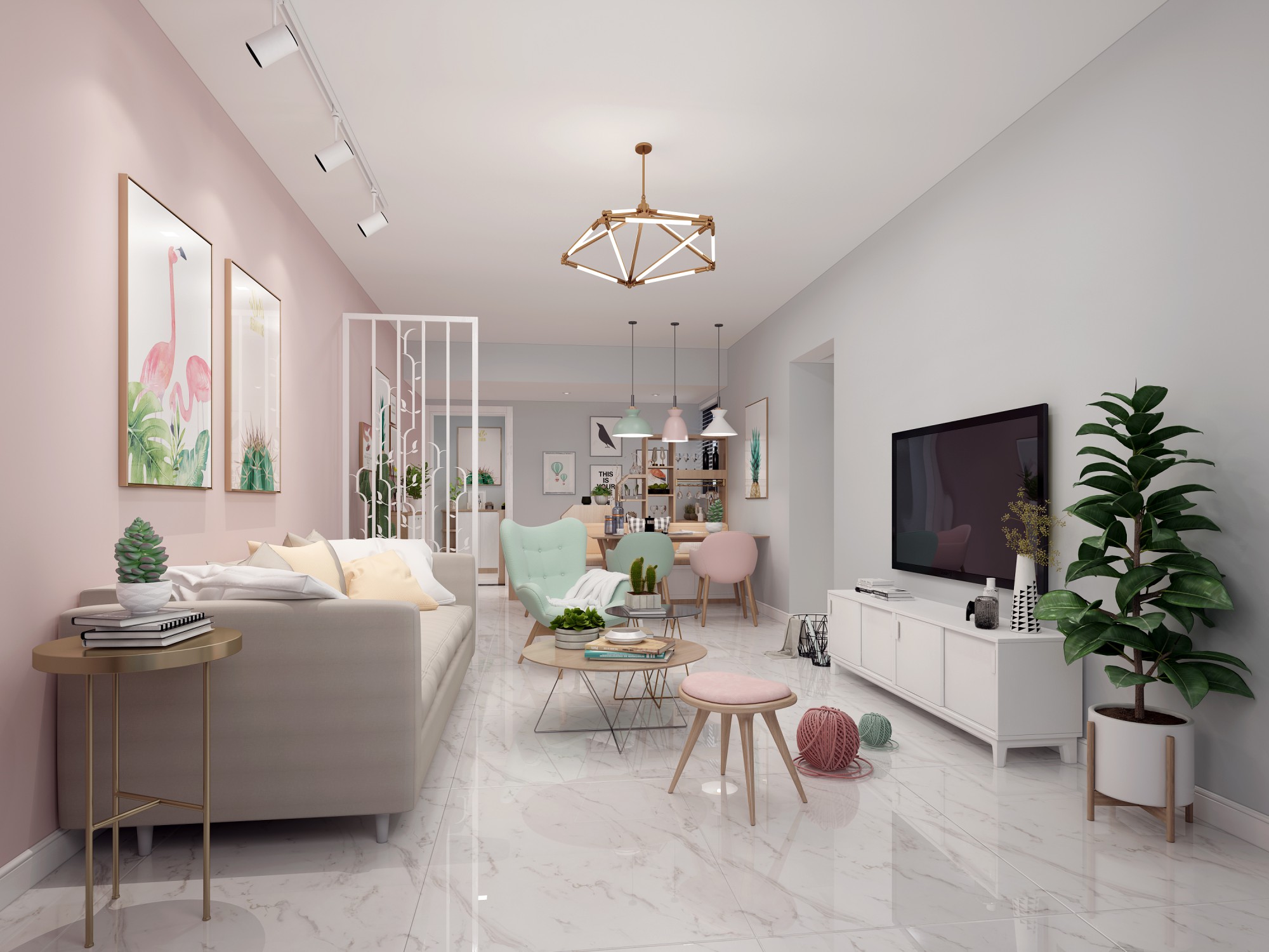 和合新城三居135平米北歐風格裝修案例-客廳 和合新城三居135平米北歐風格裝修案例-客廳