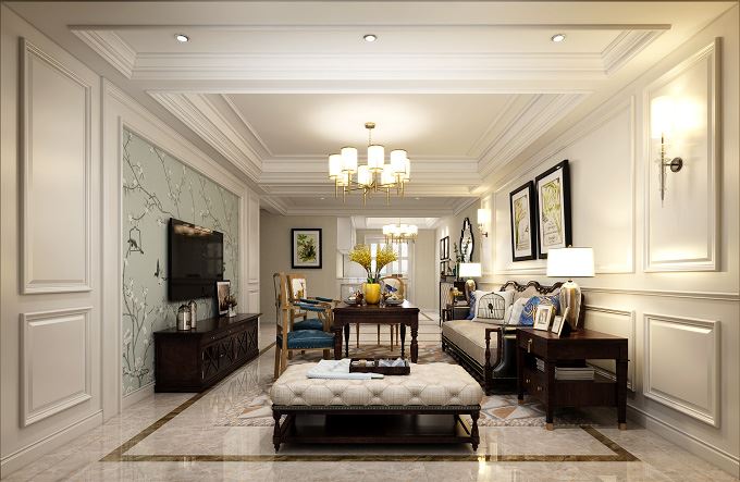 連云港市安峰潤(rùn)峰家園美式風(fēng)格四居室裝修案例