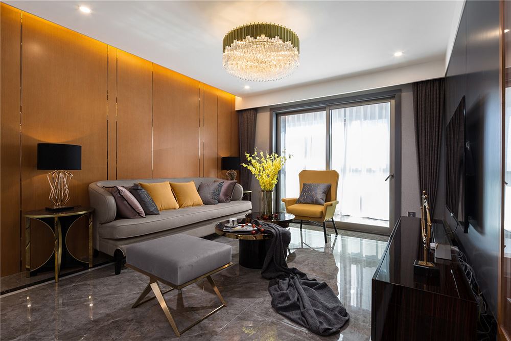 南寧市大世界電力佳苑輕奢風格三居室裝修案例