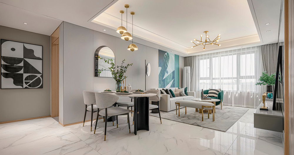 北歐輕奢風格室內家裝案例效果圖-客餐廳 北歐輕奢風格室內家裝案例效果圖-客餐廳