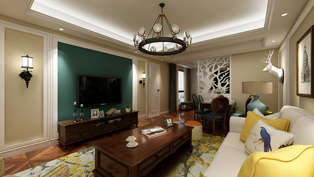 美式鄉村風格室內裝修效果圖-盛景園復式樓280平米-客廳背景墻 美式鄉村風格室內裝修效果圖-盛景園復式樓280平米-客廳背景墻