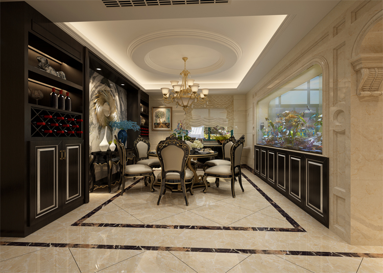 簡約歐式風格別墅裝修設計效果圖-雅寶名門世家別墅360平米-別墅餐廳裝修設計 簡約歐式風格別墅裝修設計效果圖-雅寶名門世家別墅360平米-別墅餐廳裝修設計