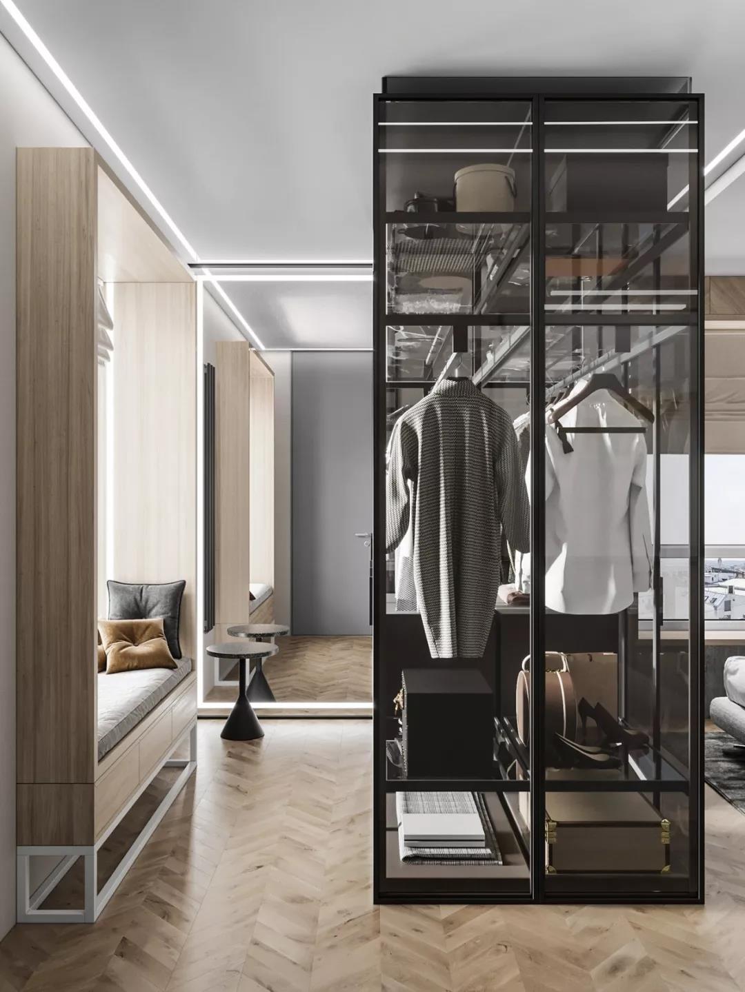 高級灰+原木色現(xiàn)代風(fēng)格室內(nèi)裝修設(shè)計效果圖-萬達(dá)華府四居140平米-衣帽間 高級灰+原木色現(xiàn)代風(fēng)格室內(nèi)裝修設(shè)計效果圖-萬達(dá)華府四居140平米-衣帽間
