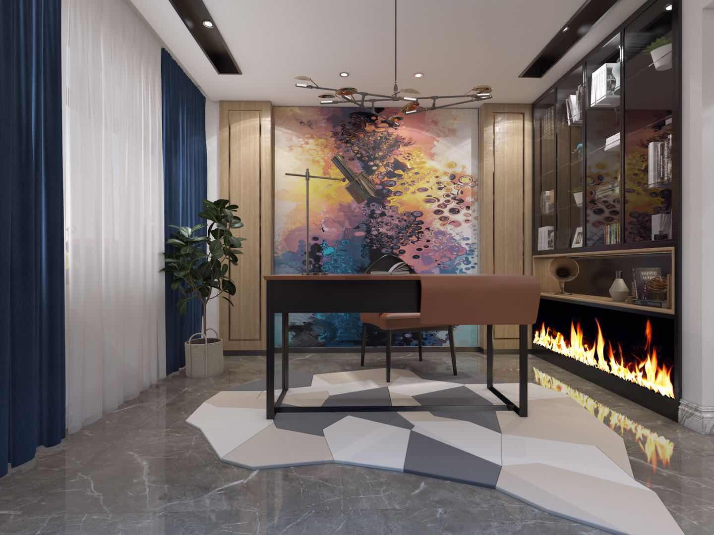 現(xiàn)代前衛(wèi)風(fēng)格別墅裝修效果圖-悠然南山別墅280平米-書(shū)房 現(xiàn)代前衛(wèi)風(fēng)格別墅裝修效果圖-悠然南山別墅280平米-書(shū)房