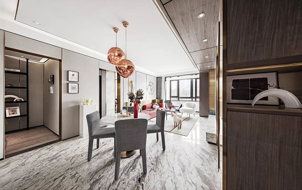 現代輕奢風格室內家裝案例效果圖-客餐廳 現代輕奢風格室內家裝案例效果圖-客餐廳