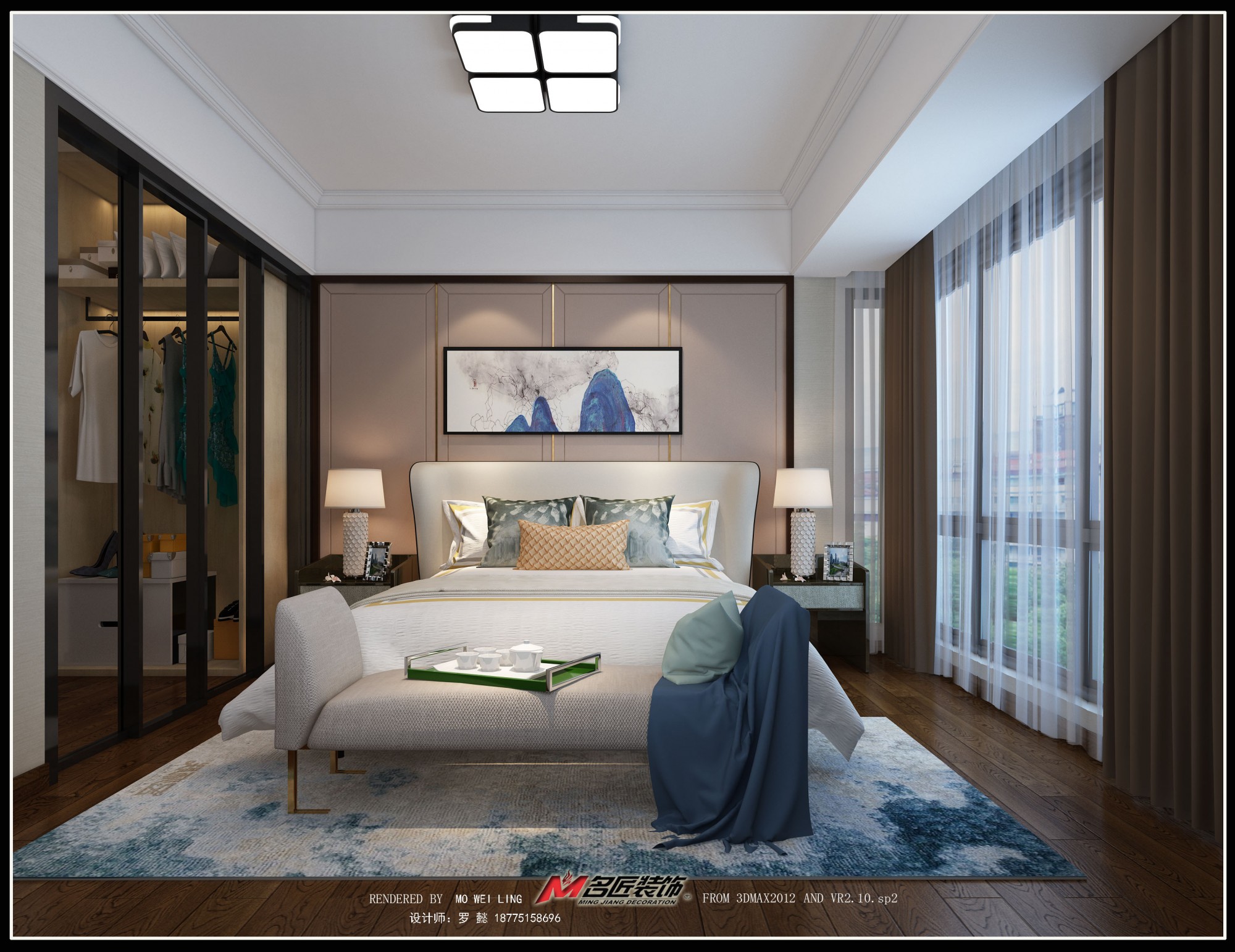 佛山市海倫堡玖悅瀾灣新中式風(fēng)格三居室裝修案例