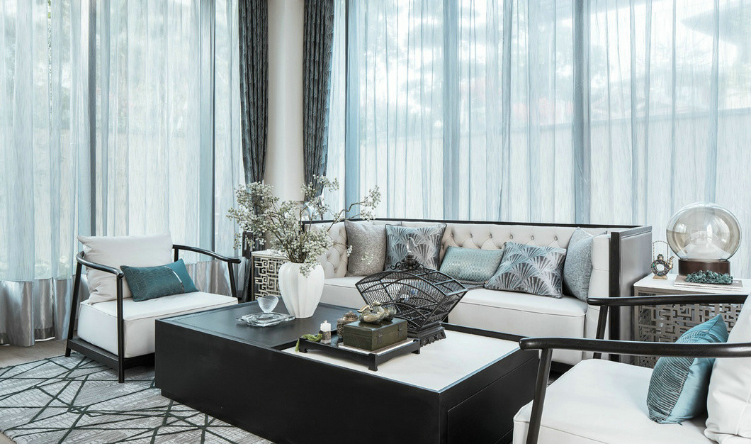 佛山市綠地&middot;拾野川新中式風格四居室裝修案例