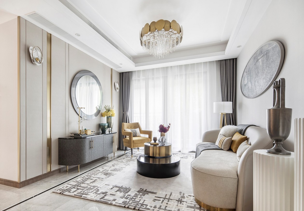 現代輕奢風格室內家裝案例效果圖-客廳 現代輕奢風格室內家裝案例效果圖-客廳