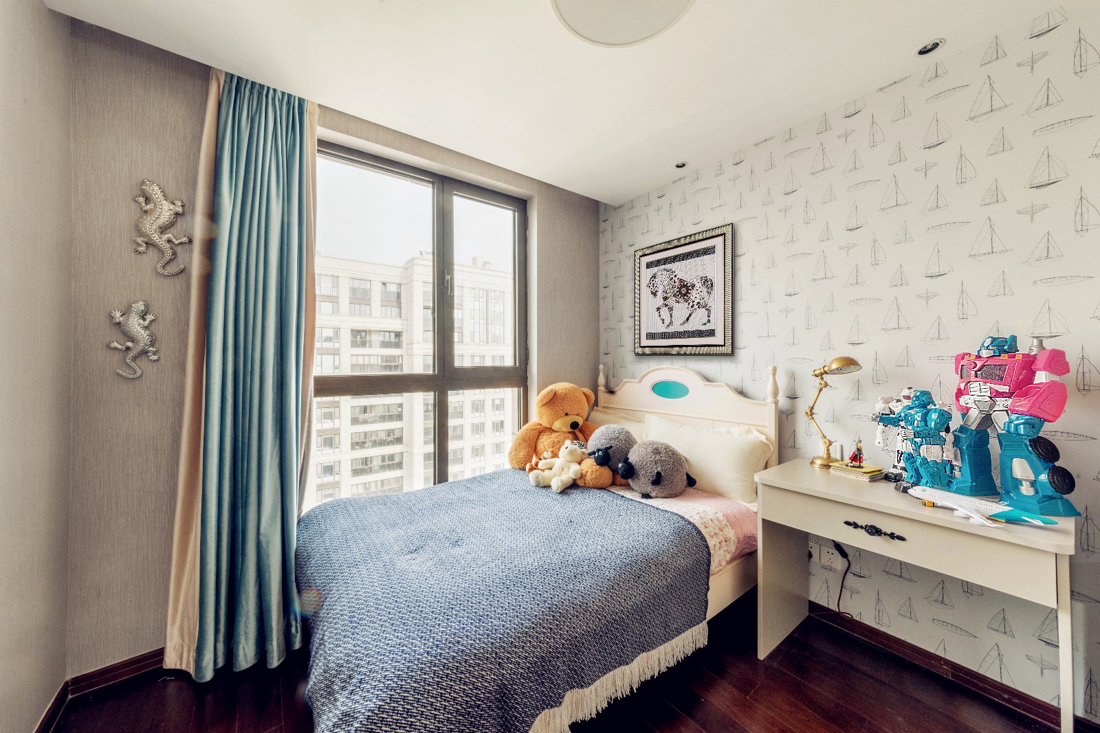 美式田園風格家裝設計室內裝修效果圖-次臥