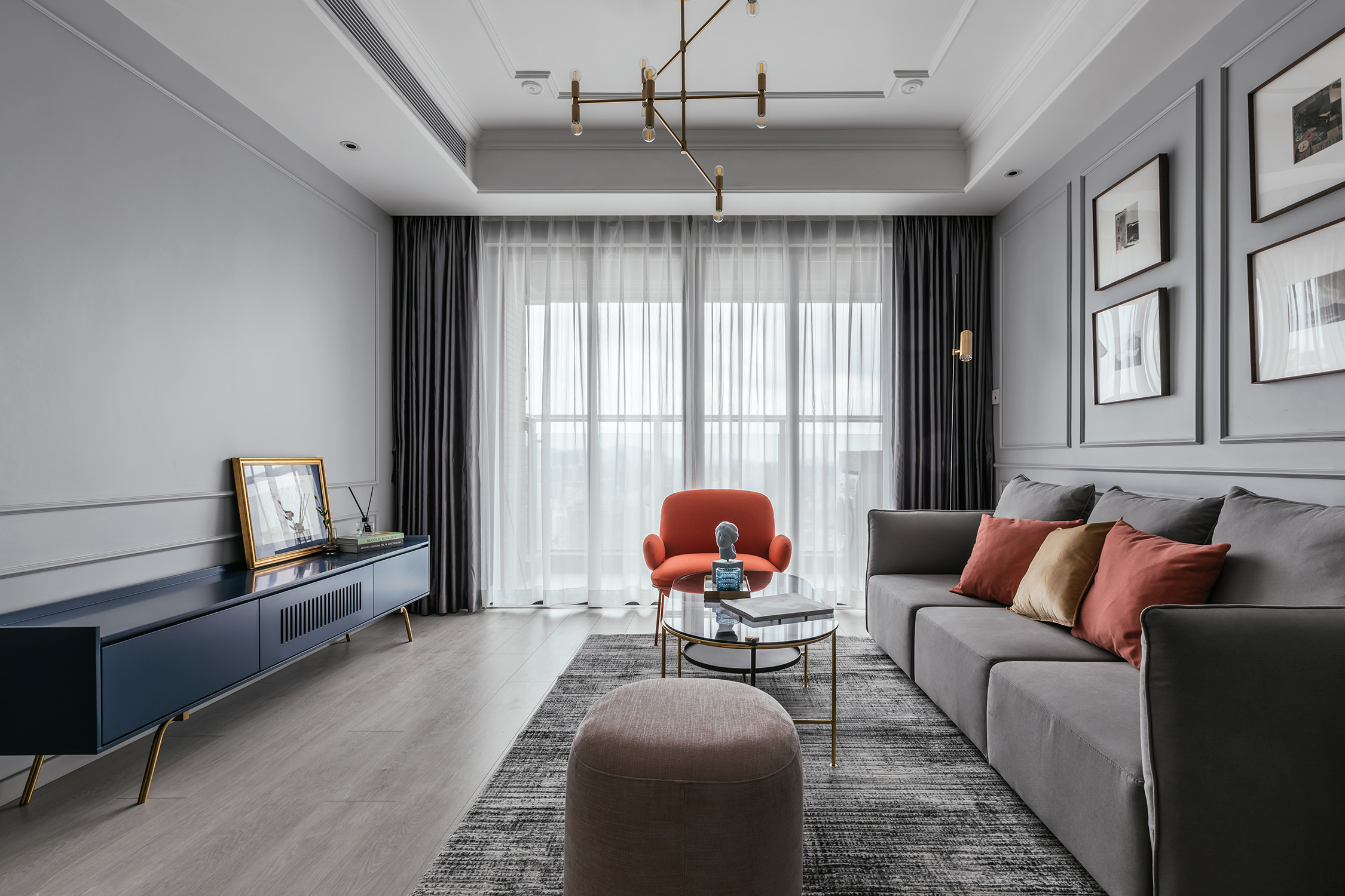 輕奢北歐風格室內家裝案例效果圖-客廳電視背景墻 輕奢北歐風格室內家裝案例效果圖-客廳電視背景墻