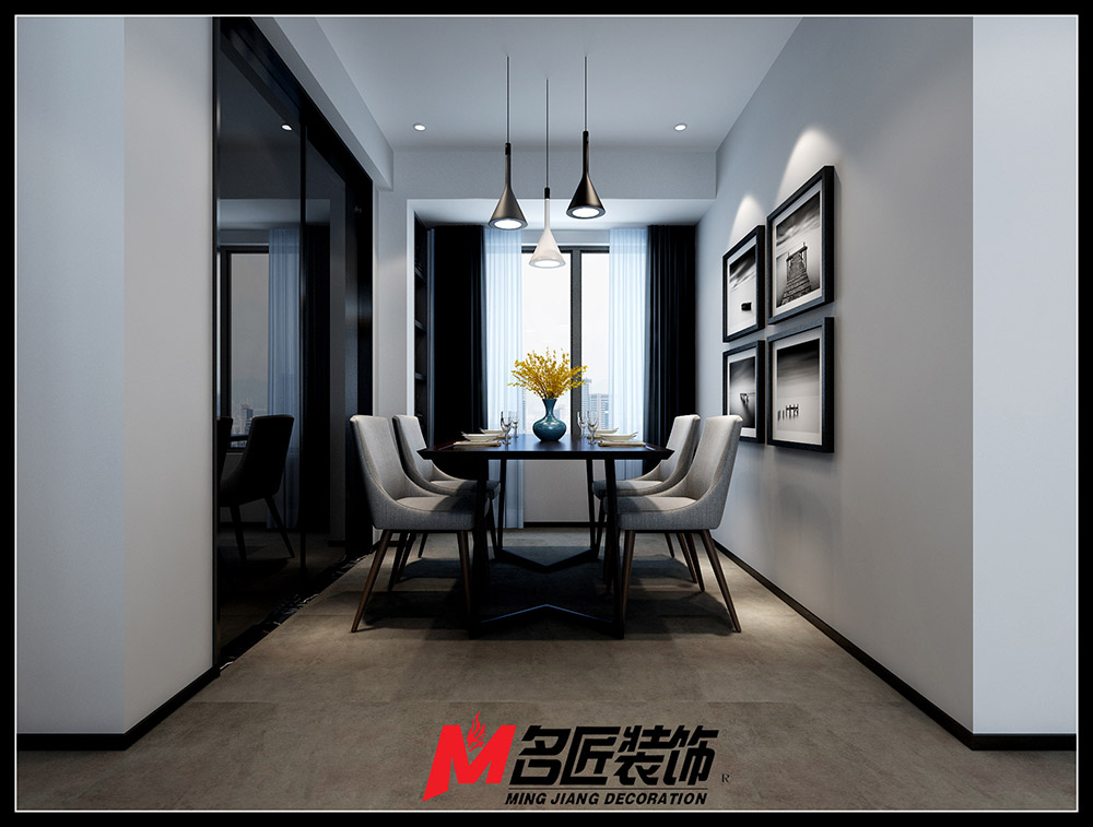 星光耀三居130平米黑白灰輕奢風格裝修案例-餐廳 星光耀三居130平米黑白灰輕奢風格裝修案例-餐廳