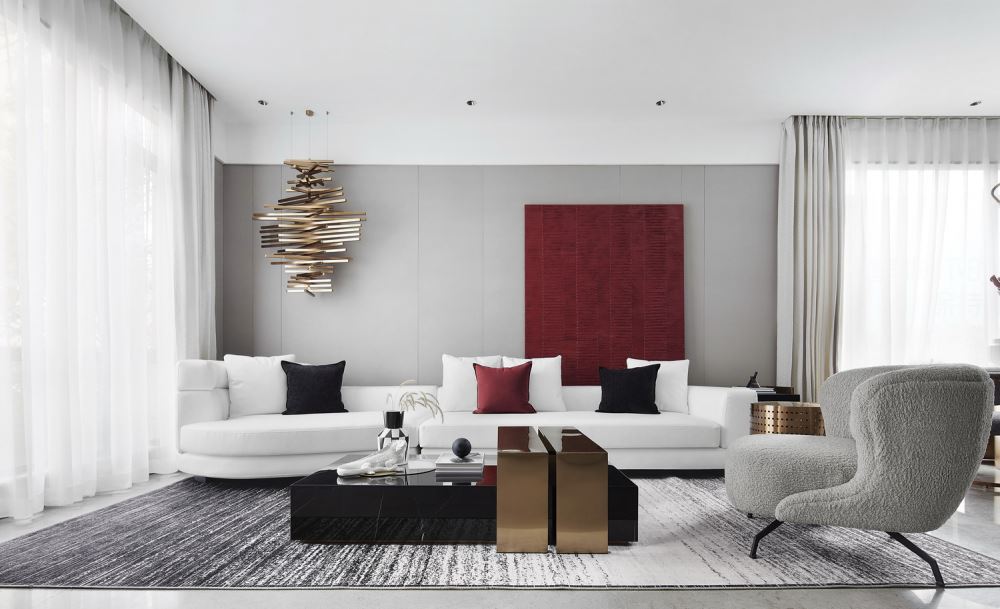 江門市鶴山堅美園輕奢風格三居室裝修案例