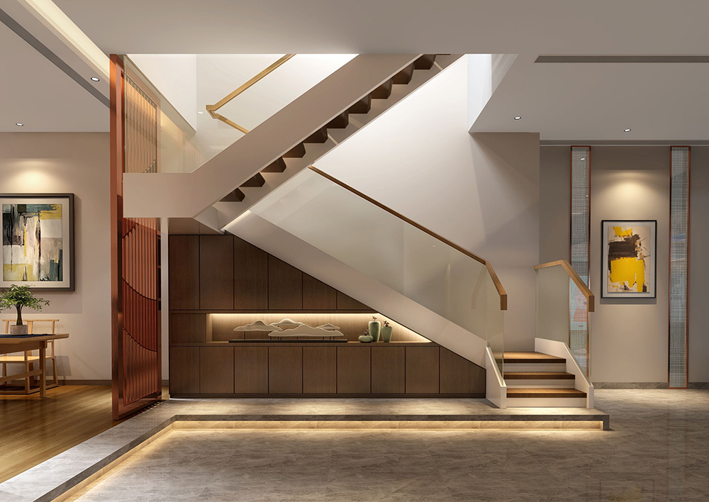 輕奢風格別墅裝修設計效果圖-東逸灣別墅348平米-別墅裝修設計樓梯 輕奢風格別墅裝修設計效果圖-東逸灣別墅348平米-別墅裝修設計樓梯