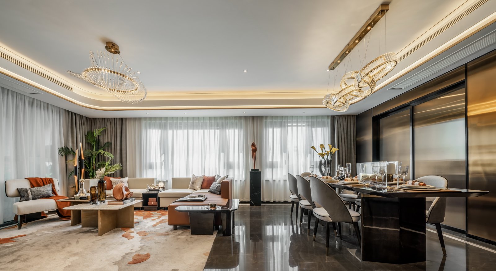 輕奢風格室內設計家裝案例-客餐廳 輕奢風格室內設計家裝案例-客餐廳